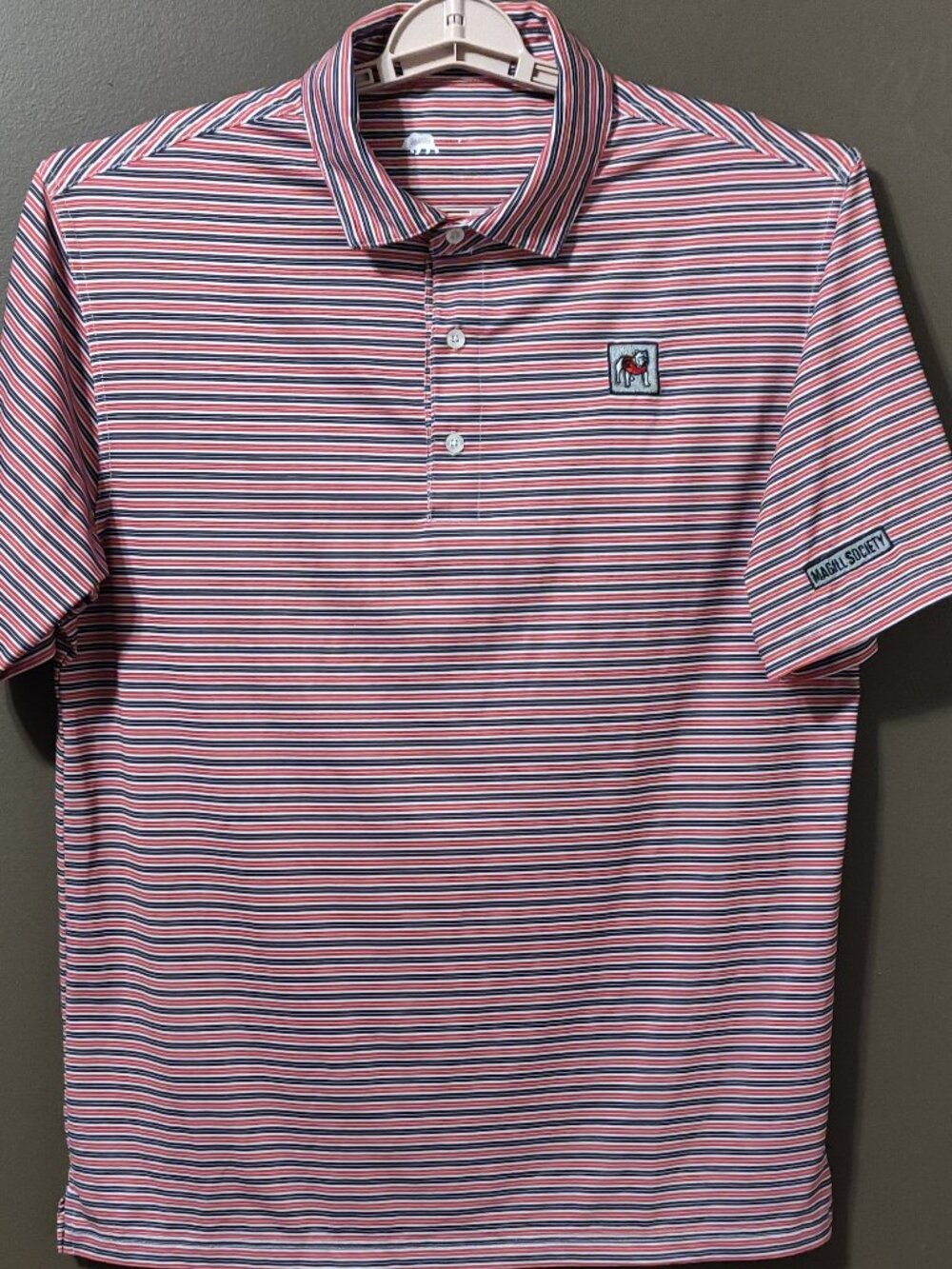 Onward Reserve Magill Society UGA Bulldog Striped Performance Polo MEDIUM